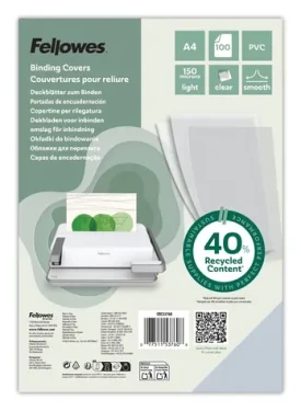Fellowes Väzobná fólia A4 číra / 150 mic / recyklovaný materiál 40% / 100 ks