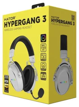 Hator ESH56 Hypergang 3 biela / Herné bezdrôtové slúchadlá s mikrofónom / Hi-Res / ANC / Bluetooth 5.4 (ESH56)