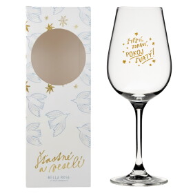 Bella Rose Sklenice na víno Štěstí, zdraví, pokoj svatý + vánoční krabička