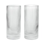 Ferm Living Vysoké poháre Ripple Clear 480 ml – set 2 ks