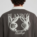 Tričko Playboy x FTSHP Short Sleeve Polo Dark Grey M