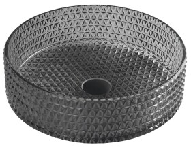 SAPHO - MARAGUA gravírované sklenené umývadlo na dosku priemer 39,5cm, čierna TY214