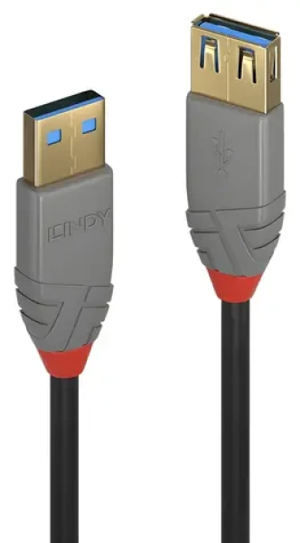 Lindy Anthra Line USB-A - USB-A 2 m čierna / Predlžovací kábel USB / USB 3.2 Gen 1 / 5 Gbit/s (36762)
