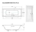 BESCO - Obdĺžniková vaňa QUADRO SLIM - Nožičky k vani - Bez nožičiek, Rozmer vane - 170 × 75 cm VANQAUD170SLIM