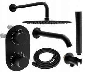 MEXEN/S - Kai DR70 podomietkový vaňový SET s výtokovou hubicou + slim sprcha 25, čierny 77602DR70251-70