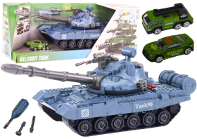 Mamido DIY vojenské vozidlo tank na rozmontovanie modrý so zvukmi sada autíčka