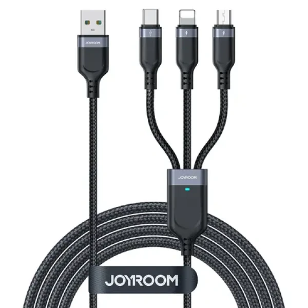 Joyroom Multi-Use Series S-A18 3in1 kábel USB-A - Lightning / USB-C / micro-USB 0.3m čierna (6956116708979)