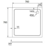 H K - THOR Sprchová vanička z liateho mramoru, štvorec, 76x76x3 cm SE-THOR-76SQ