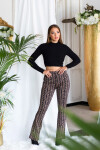 Sexy Highwaist flared pants with print pink L/XL