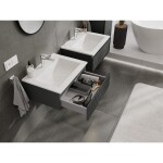 MEXEN/S - Rivel kúpeľňová skrinka 60 cm s umývadlom Otis, 1 šuplík, reliéf, grafit mat/biela mat 91A20-06023-1-BF66-W18M01