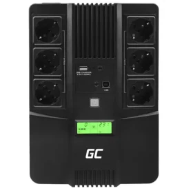 Green Cell 800VA | 480W / AiO Záložný zdroj / 2-6ms / 12V/9Ah / 6x Schuko (UPS07)