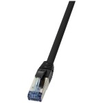 LogiLink CQ6095S RJ45 CAT 6A S/FTP 10.00 m čierna tienenie pletivom, bez halogénov, krytie PUR, odolný proti kyselinám, odolný proti oleju 1 ks; CQ6095S