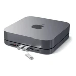 Satechi USB-C Stand Hub pre Apple Mac Mini sivá / USB-C / 3x USB-A / microSD / SD / 3.5mm jack (ST-ABHFM)