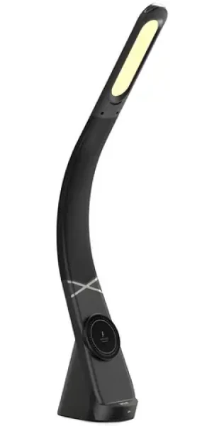Immax LED stolná lampička Magic čierna / Qi nabíjanie / 12,5 W / 320lm / USB-C / ohybný krk (09110L)