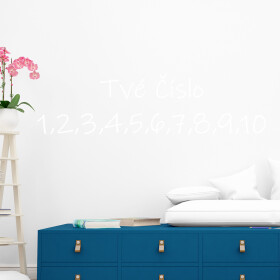 Veselá Stena Samolepka Vlastné číslo - Ink free Farba: bílá, Veľkosť: 100 x 64 cm