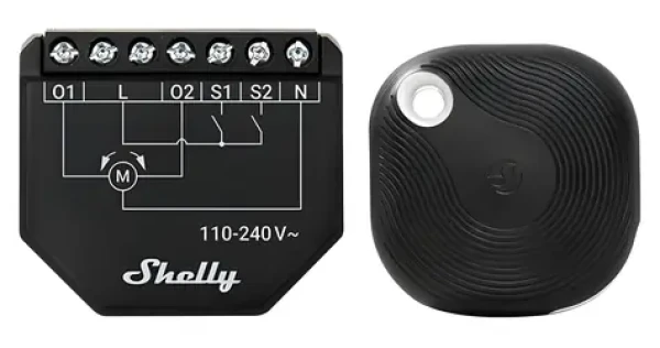 Shelly Shutter + Blu Button Tough 1 / Ovládač žalúzií a roliet / Wi-Fi / Bluetooth (Shutter+BLUB1)