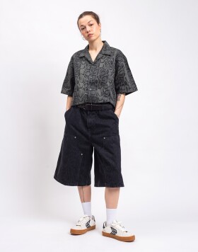 Carhartt WIP W' Snake Nixon Double Knee Short Snake Camo, Black heavy stone wash M