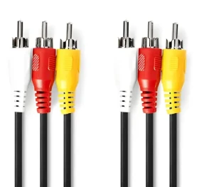 Nedis Kompozitný video kábel 3x RCA - 3x RCA 1,5 m čierny / Kábel / poniklované konektory / 480p (CVGL24300BK15)
