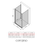 CERANO - Třístěnný sprchový kout Ferri U L/P - 6 mm - černá matná, transparentní sklo - 80x80x195 - pivotový CER-8050BD7854