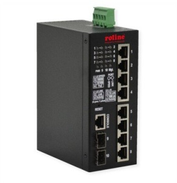 Roline 10-portowy Prepínač gigabitowy ROLINE (8x RJ45+2x SFP) Layer2 PoE+ Smart Managed, 240W