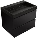 CERANO - Kúpeľňová skrinka Carole - čierna matná + umývadlo z lit. mramoru Vita - čierna matná - 70x58x46 CER-669049