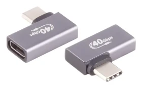 Shiverpeaks USB-C adaptér Pre 90° šedá / Adaptér / Uhlový 90° / USB4 40 Gbit/s / DisplayPort 2.0 / kovové telo (BS13-60001)