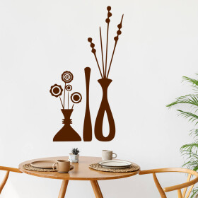 Veselá Stena Samolepka Kvety vo váze Farba: hnědá, Veľkosť: 100 x 54 cm