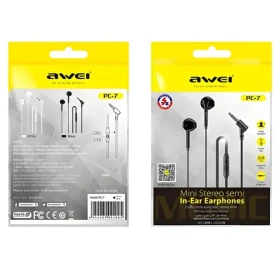 AWEI PC-7 čierna / Slúchadlá do uší / 3.5 mm jack / mikrofón / diaľkové ovládanie (PC-7)