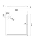 OMNIRES - MERTON akrylátová sprchová vanička štvorec, 90 x 90 cm biela lesk /BP/ MERTON90/KBP