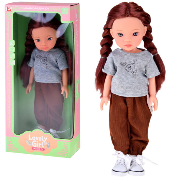 Mamido Lovely Girl Bábika s dlhými hnedými vlasmi v športovom oblečení 33 cm