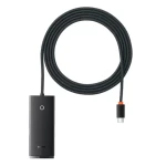 Baseus WKQX030501 Lite Series Hub 2 m čierna / USB rozbočovač / 4X USB 3.0 / 1x USB-C (WKQX030501)