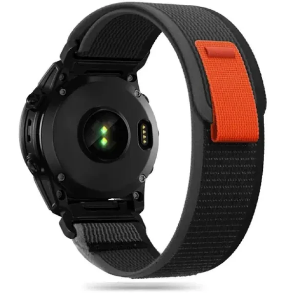 Tech-Protect Nylon Strap čierna/oranžová / Remienok / pre Garmin Fenix 5 / 6 / 6 Pro / 7