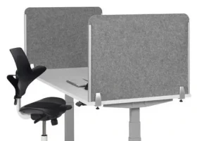 BakkerElkhuizen Safety Screen bočná stena šedá / Akustická zástena na stôl / bez akrylového okienka / okrúhly tvar (BNESSSLGYD60)