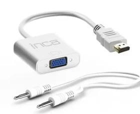 INCA IHTVJ-7 bílá / Adaptér HDMI na VGA + 3,5mm audio / Aktivní / FullHD 60Hz / 0,2 m (IHTVJ-7)