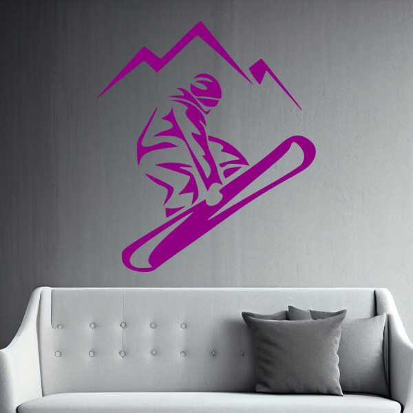 Veselá Stena Samolepka Snowboardista Farba: fialová, Veľkosť: 40 x 45 cm