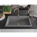 MEXEN/S MEXEN/S - Elix granitový drez 1-miska 800 x 500 mm, sivý, sifón zlatá 6527801005-71-G