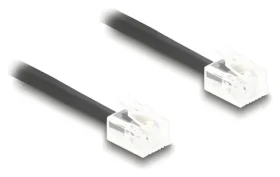 DeLock / Špirálový telefónny kábel / RJ11 - RJ11 / 2 m / čierny (90202)