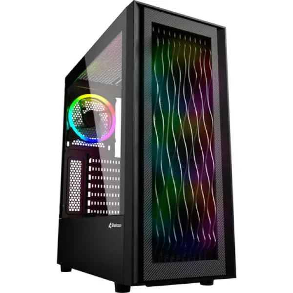Sharkoon RGB WAVE čierna / ATX / 2x USB 3.0 / 1x USB-C / 4X 120mm / bez zdroja / priehľadná bočnica (4044951037544)
