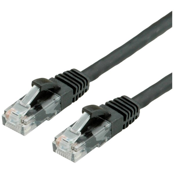 Value 21.99.1085 RJ45 sieťové káble, prepojovacie káble CAT 6 U/UTP 10.00 m čierna netienený, bez halogénov, samozhášavý 1 ks; 21.99.1085