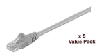 MicroConnect CAT5e U/UTP 15m šedá / Patch kábel / RJ-45 / 5 ks (V-UTP515VP)