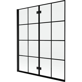 MEXEN - MIST vaňová zástena 140x150 cm 6mm 2-s, čierna, dekor, ľavá 8A9-140-002-70-77-L