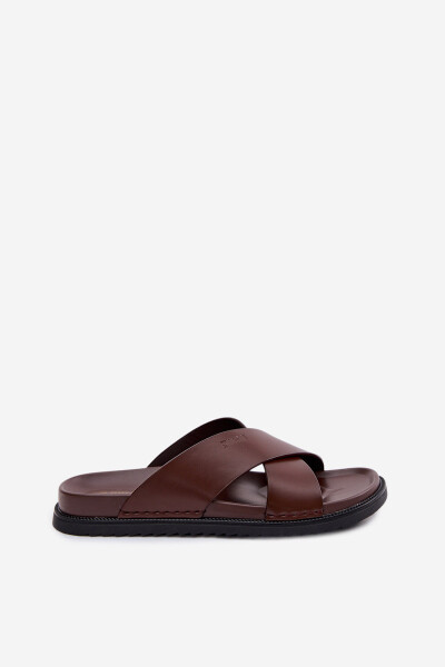 Pánske kožené papuče Big Star TT174218 Dark brown 45