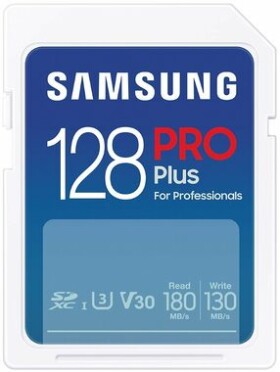 Samsung PRO PLUS SDXC 128 GB / Class 10 / U3 / čítanie: až 180MBs / zápis: až 130MBs / vhodné pre 4K (MB-SD128S/EU)