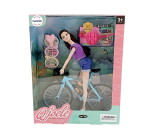 Mamido Mamido Bábika na bicykli s prilbou čierne vlasy 29 cm