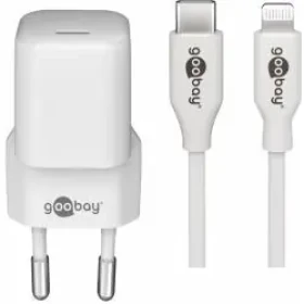 Goobay nabíjacia sada USB-C-Lightning biela / Nabíjačka a kábel / PD 30W / 1 m (64575)