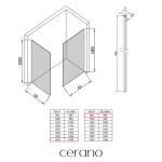 CERANO - Sprchová zástena Walk-in Crystal TL/P - 10 mm - bezvzperový systém - chróm, grafitové sklo - 160x90x200 CER-8050BD80400