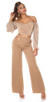 Sexy flarred pants with cut-outs KHAKI Einheitsgroesse