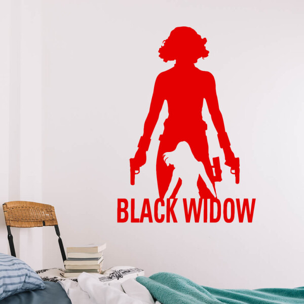 Veselá Stena Samolepka Black Widow silueta Farba: červená, Veľkosť: 60 x 85 cm