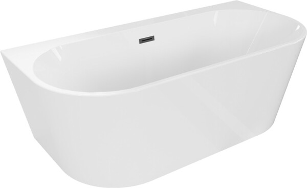 MEXEN/S - Oval+ voľne stojaca vaňa przyścienna 170 x 80, biela, sifón a prepad čierna 52681708000-70