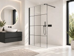 CERANO - Sprchová zástena Walk-in Onyx Cube Ľ/P - 8 mm - hranatá vzpera - čierna matná, industriálne sklo - 160x200 CER-8050BD483